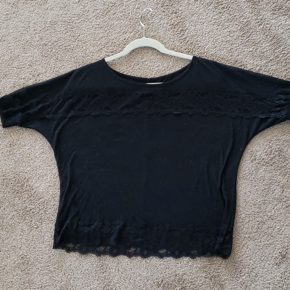 Mudd Black Lace Bottom Shirt